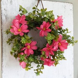 Pink and Yellow Daisy Candle Ring, Small Mini Wreath, Home Decor, Small SUmmer‎